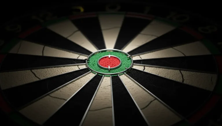 Close-up van dartbord bullseye met dramatische focus