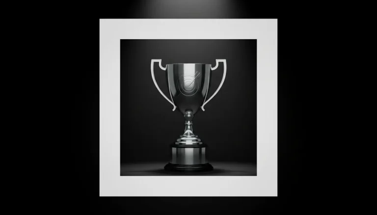 Zilveren darts kampioenschap trofee met dramatische verlichting