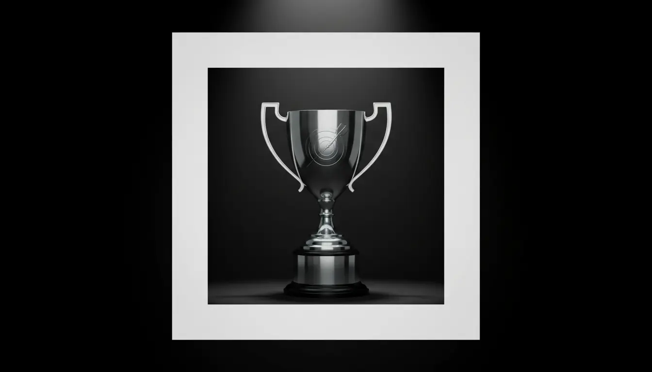 Zilveren darts kampioenschap trofee met dramatische verlichting