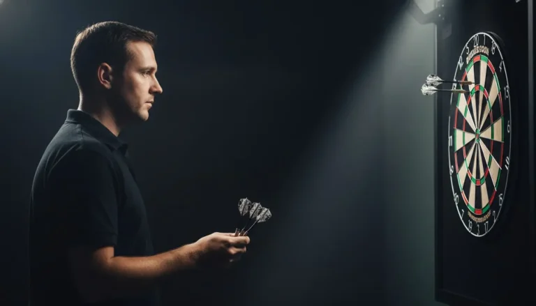 Dartspeler analyseert dartbord en bepaalt strategie