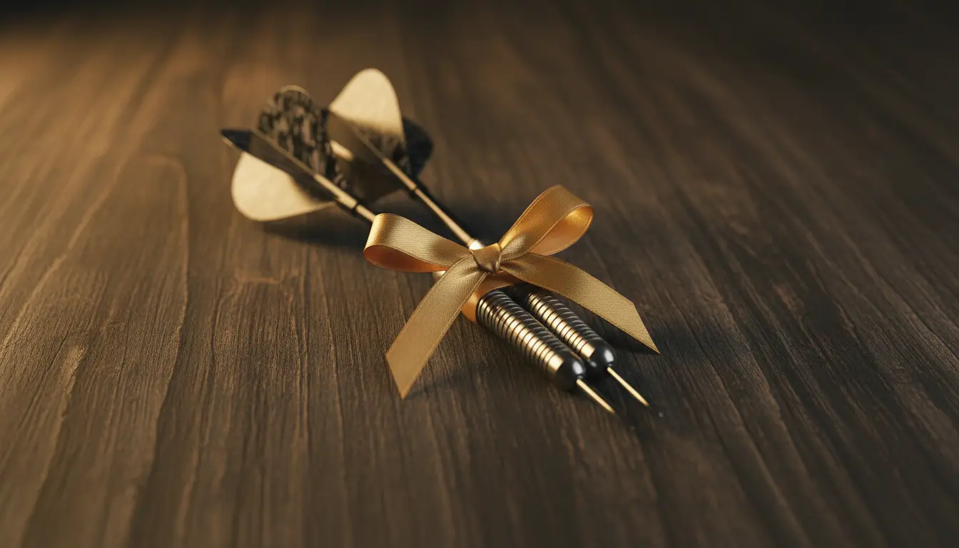 Dartpijlen met geschenklint als welkomstconcept