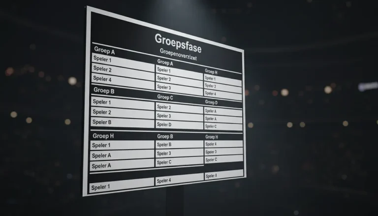 Toernooi groepsindeling bord met spelersparingen